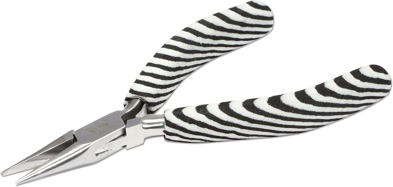 The Beadsmith Chain Nose Pliers – Zebra Print Line – Comfortable Handle with Double Leaf Springs – Jewelry Making Tool for Creating Bracelets, Earrings and Necklaces